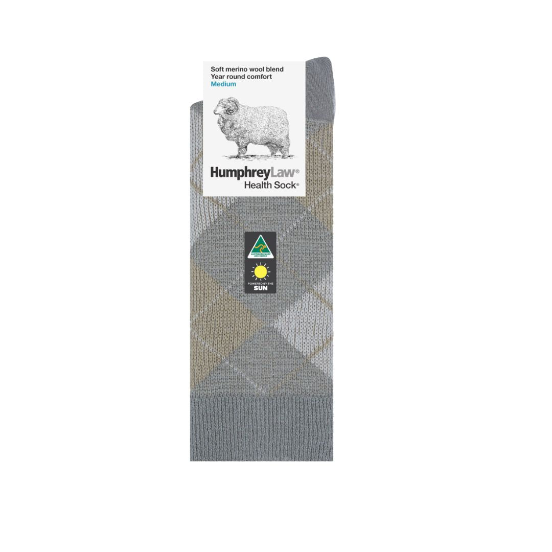 62C Merino Wool Pattern Health Sock - Argyle