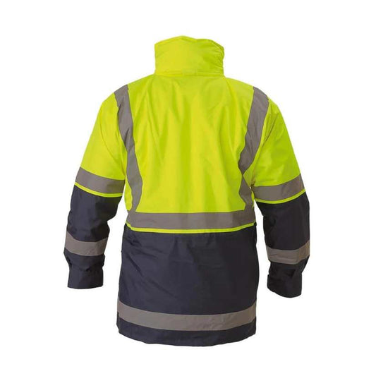 Bisley 5 IN 1 Taped Hi-Vis Jacket Yellow/Navy Workwear by Bisley | The Bloke Shop