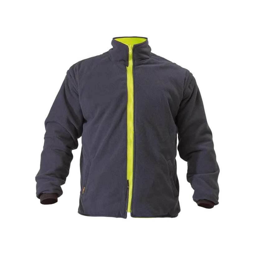 Bisley 5 IN 1 Taped Hi-Vis Jacket Yellow/Navy Workwear by Bisley | The Bloke Shop