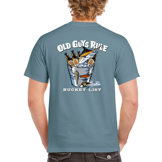Bucket List M Blue Mens Tshirt by Old Guys Rule OGR | The Bloke Shop