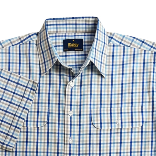 Causal Cotton Check Short Sleeve Shirt S26