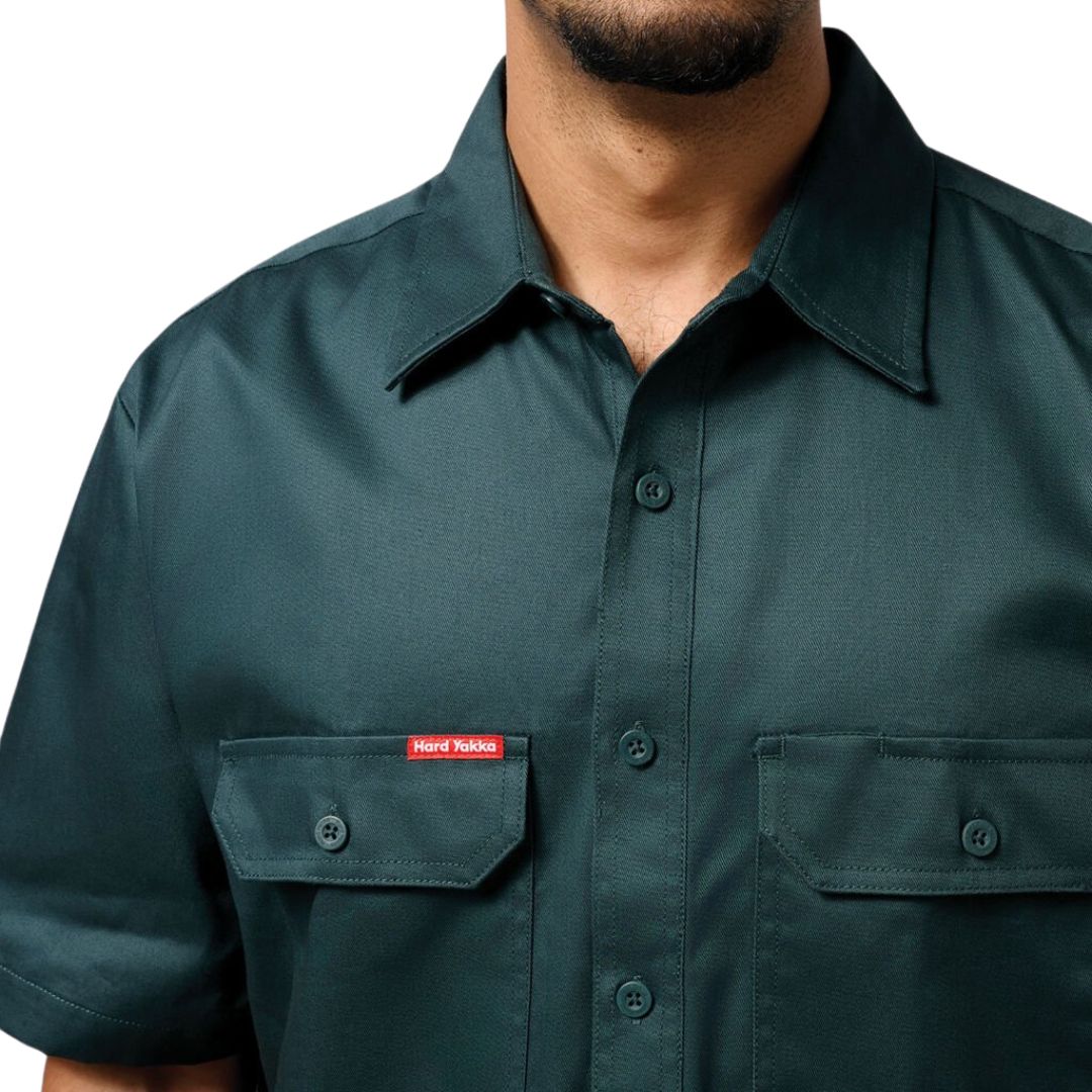 Closed Front Cotton Drill Work Shirt - Short Sleeve Workwear by Yakka Workwear | The Bloke Shop