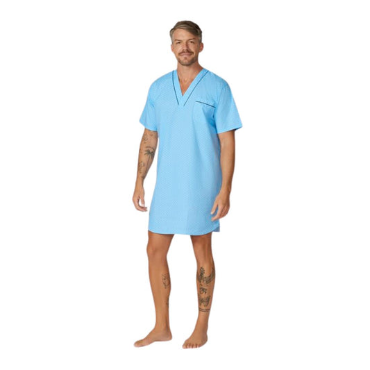 Contare Cotton Rich Night Shirt Blues Assorted Mens Sleepwear by Lynx | The Bloke Shop