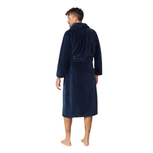 Contare Country Jacquard Dressing Gown Indigo Sleepwear by Contare | The Bloke Shop