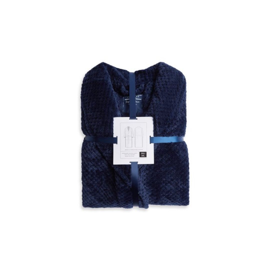 Contare Country Jacquard Dressing Gown Indigo Sleepwear by Contare | The Bloke Shop