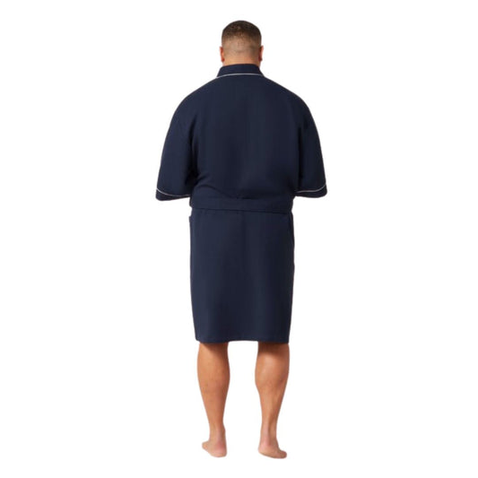 Contare Country Waffle Bathrobe French Navy Sleepwear by Contare | The Bloke Shop