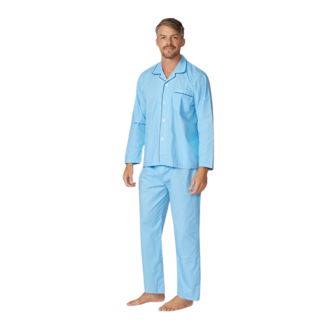 Contare Long Length Cotton Rich Pjs Blues Assorted Mens Sleepwear by Lynx | The Bloke Shop