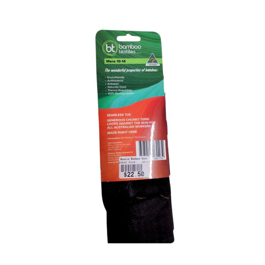 Extra Thick Bamboo Socks Australian Made Black Menswear Mature Stock Service by Bamboo Textiles | The Bloke Shop