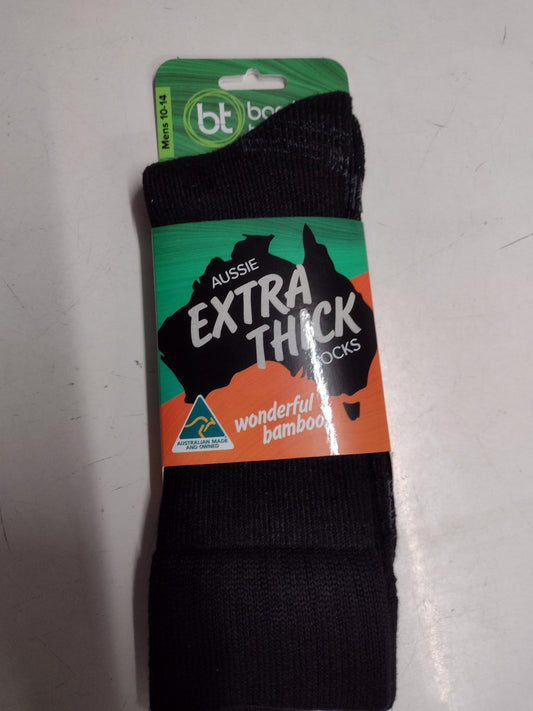 Extra Thick Bamboo Socks Australian Made 10T14 Black Menswear Mature Stock Service by Bamboo Textiles | The Bloke Shop