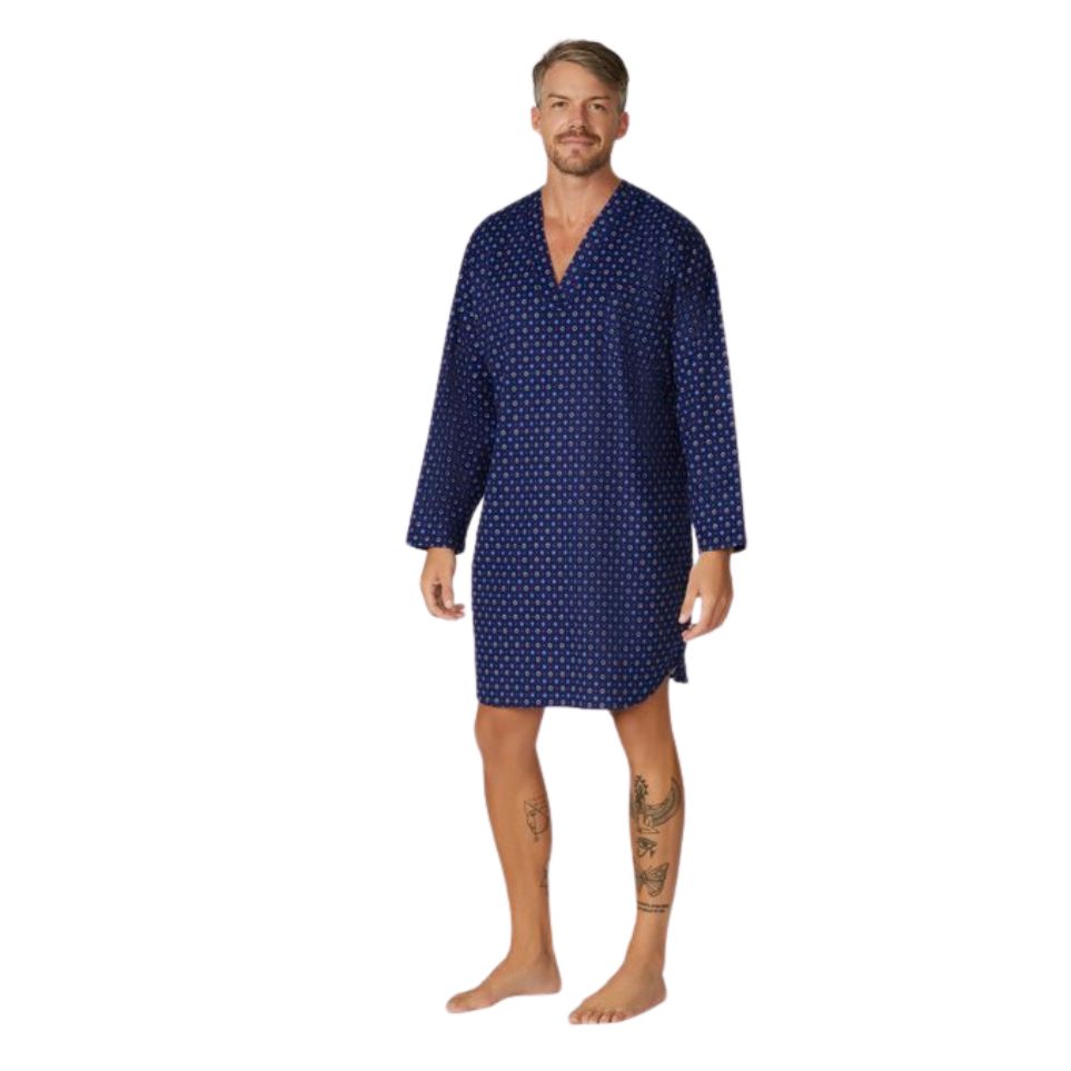 Flanellette Night Shirt Blues Assorted Mens Sleepwear by Contare | The Bloke Shop