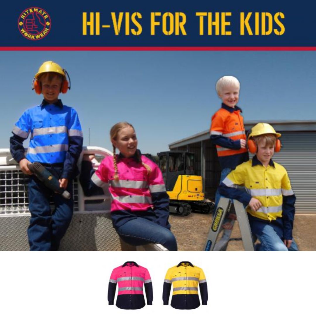 Kids Hi-Vis 2-Tone Shirt - Long Sleeve Workwear by Ritemate Workwear | The Bloke Shop