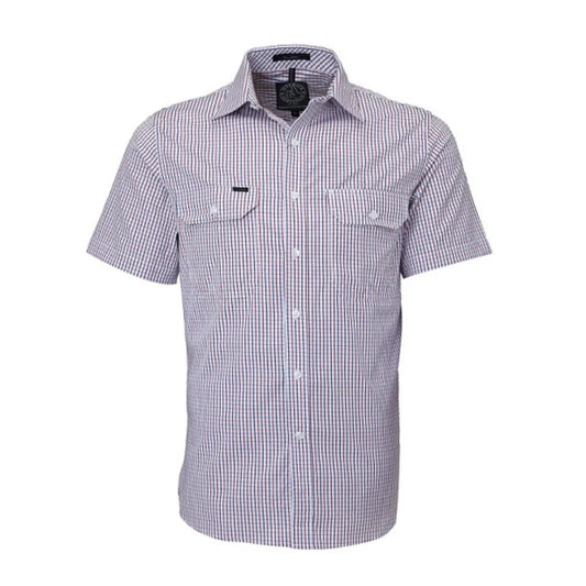 Pilbara Double Pocket Shirt - Short Sleeve 3XL Red/Navy Shirt SS by Pilbara | The Bloke Shop