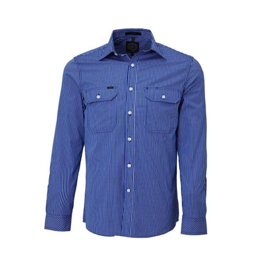 Pilbara Mens L/Slv Double Pocket Shirt M Royal Blue Menswear Fashion - Mature by Ritemate Workwear | The Bloke Shop