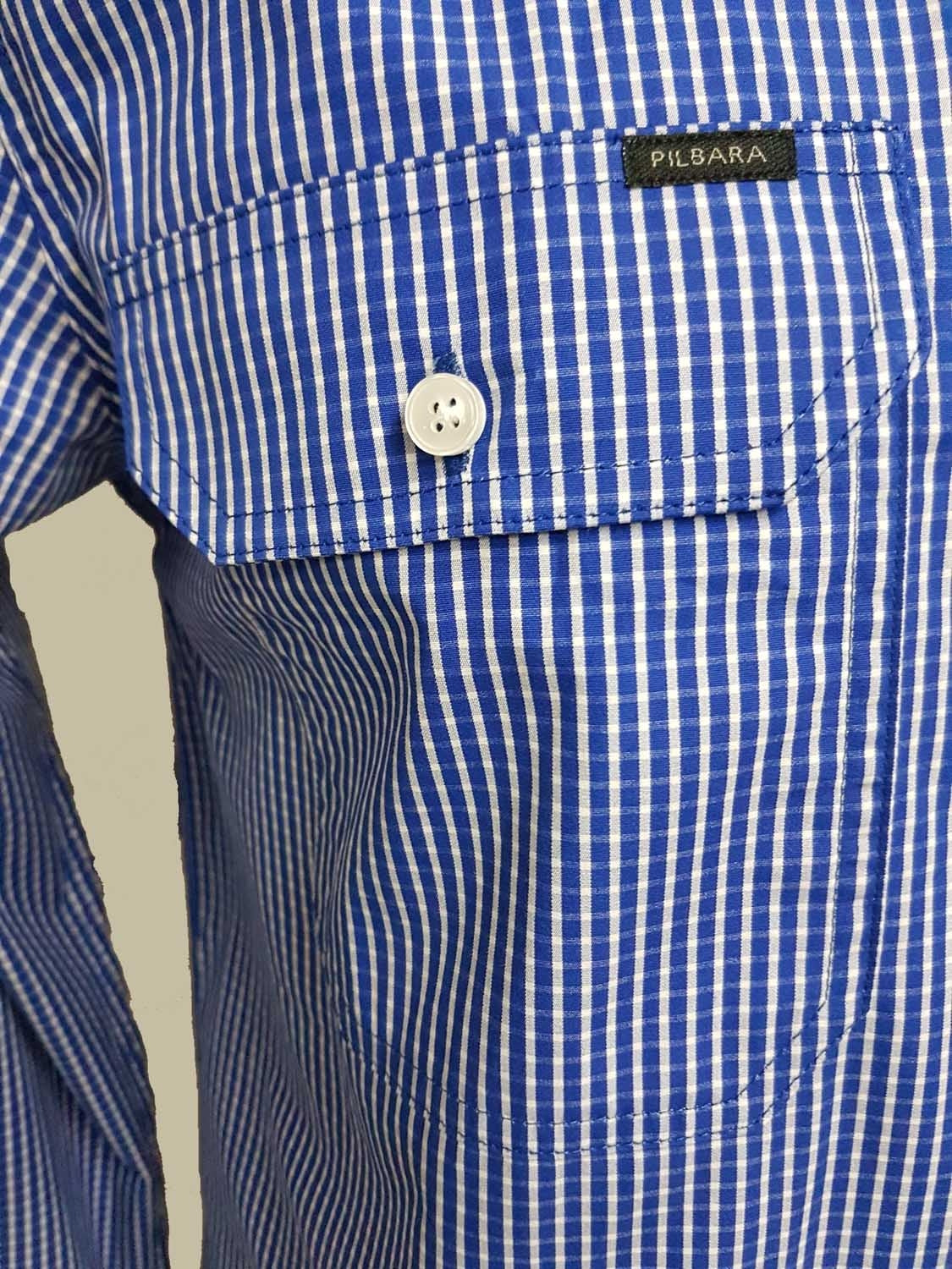 Pilbara Mens L/Slv Double Pocket Shirt Royal Blue Menswear Fashion - Mature by Ritemate Workwear | The Bloke Shop