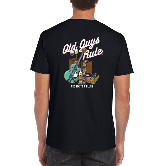 Blues music and wine t shirt by Old Guys Rule