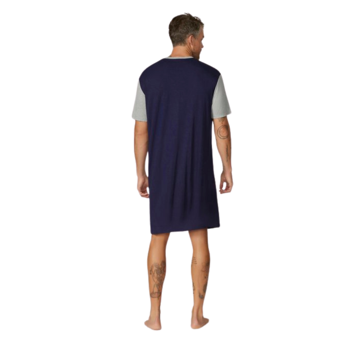 Short Sleeve Bamboo Night Shirt - Navy/Grey Navy/Grey Mens Sleepwear by Contare | The Bloke Shop
