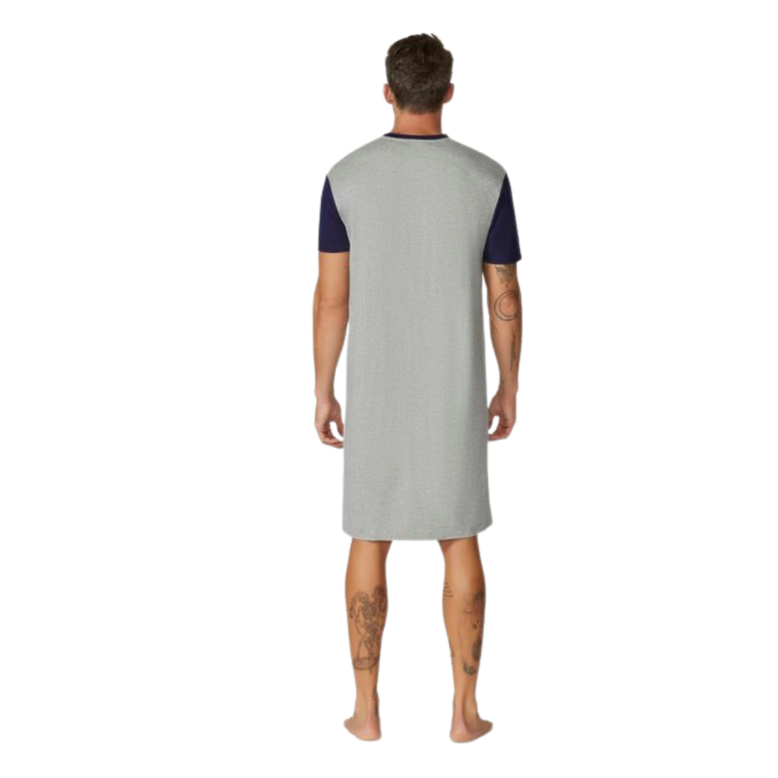 Short Sleeve Bamboo Night Shirt - Navy/Grey Navy/Grey Mens Sleepwear by Contare | The Bloke Shop