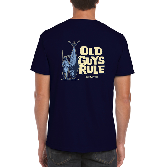 Size Matters T-Shirt by Old Guys Rule M Navy Mens Tshirt by Old Guys Rule OGR | The Bloke Shop