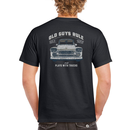 Still Plays with Trucks T-Shirt by Old Guys Rule M Black Mens Tshirt by Old Guys Rule OGR | The Bloke Shop