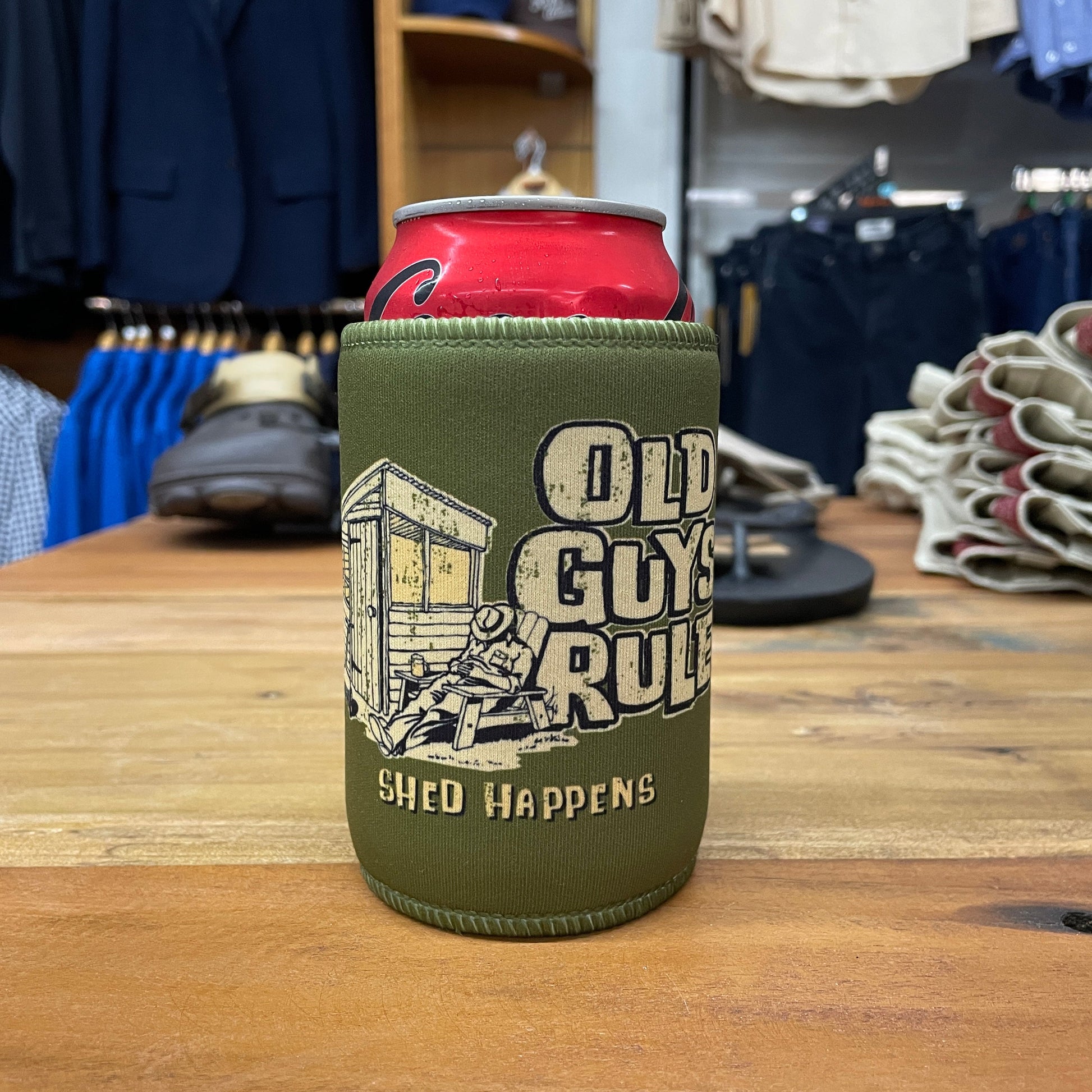 Shed Happens Stubby Holder OS Green Accessories by Old Guys Rule OGR | The Bloke Shop