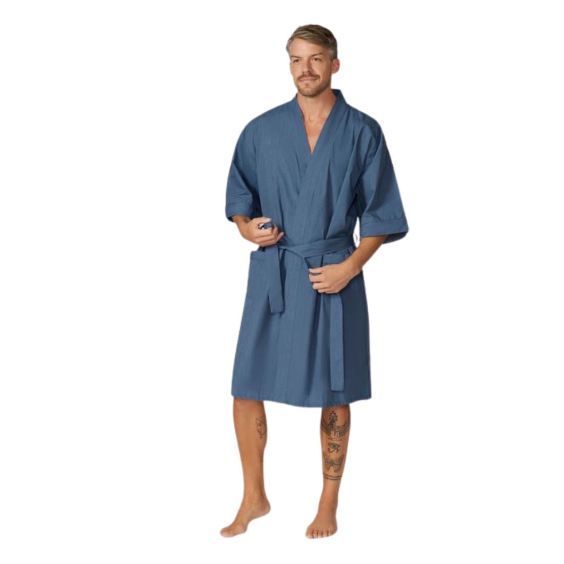 Summer Lightweight Dressing Gown M Navy Mens Sleepwear by Lynx | The Bloke Shop