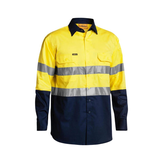 Taped Hi-Vis Cool Lightweight Shirt - Long Sleeve 3XL Yelow/Navy Workwear by Bisley | The Bloke Shop