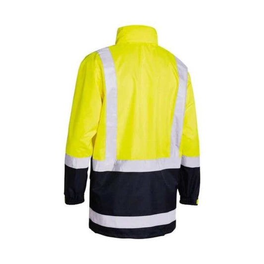 Taped Hi-Vis Waterproof Jacket Yellow/Navy Workwear by Bisley | The Bloke Shop