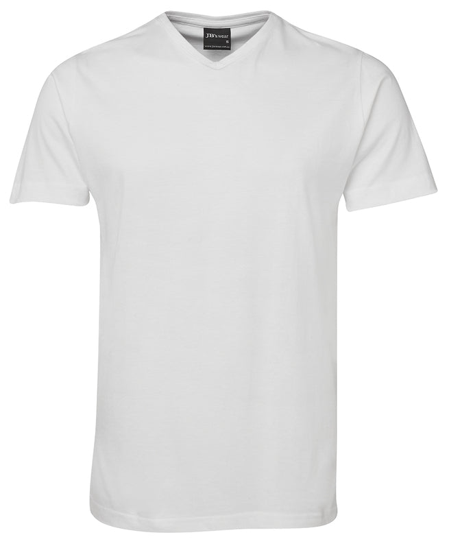 Tee V Neck Black Sma 3XL White Mens Tshirt by JBs Wear | The Bloke Shop