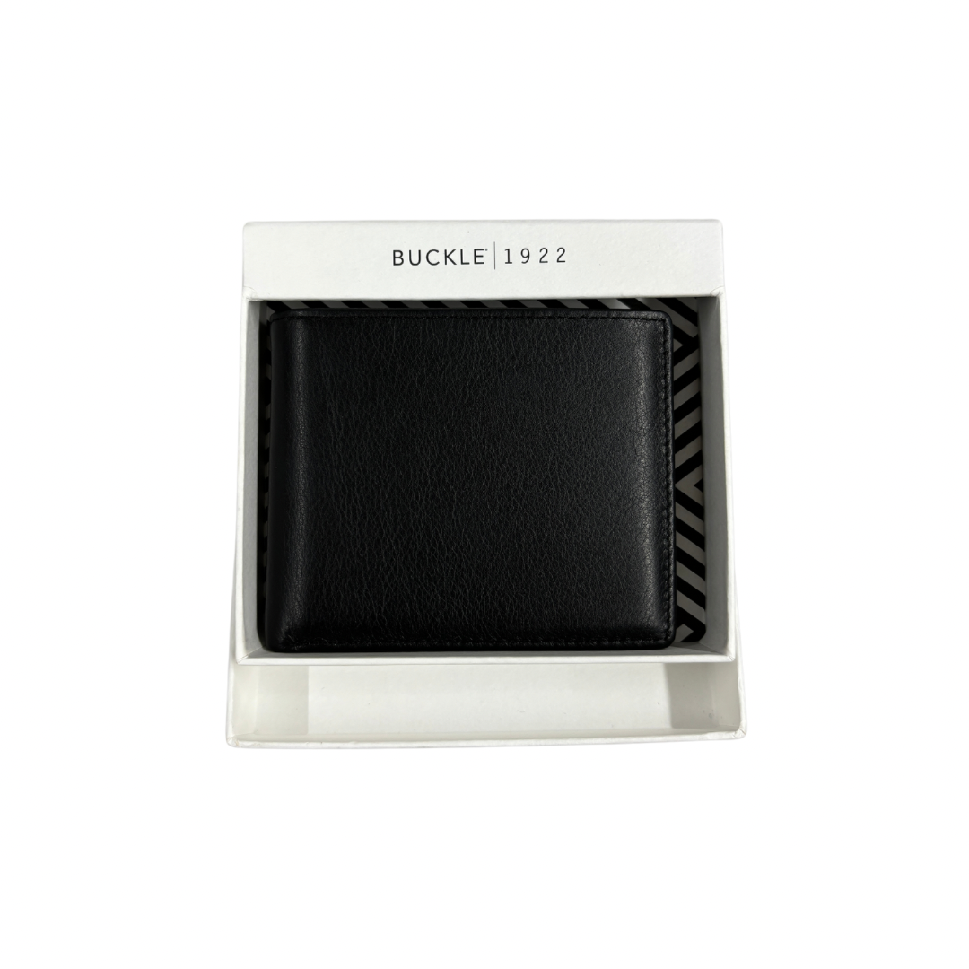 Wilbur Leather Wallet RFID Small Bi fold OS Black Menswear Accessories by Buckle Belts | The Bloke Shop