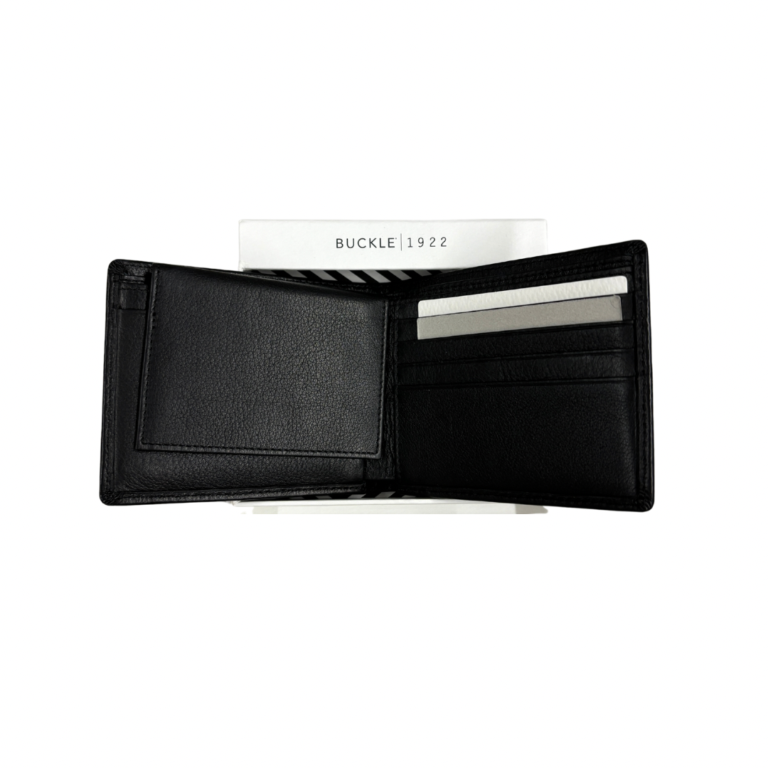 Wilbur Leather Wallet RFID Small Bi fold OS Black Menswear Accessories by Buckle Belts | The Bloke Shop