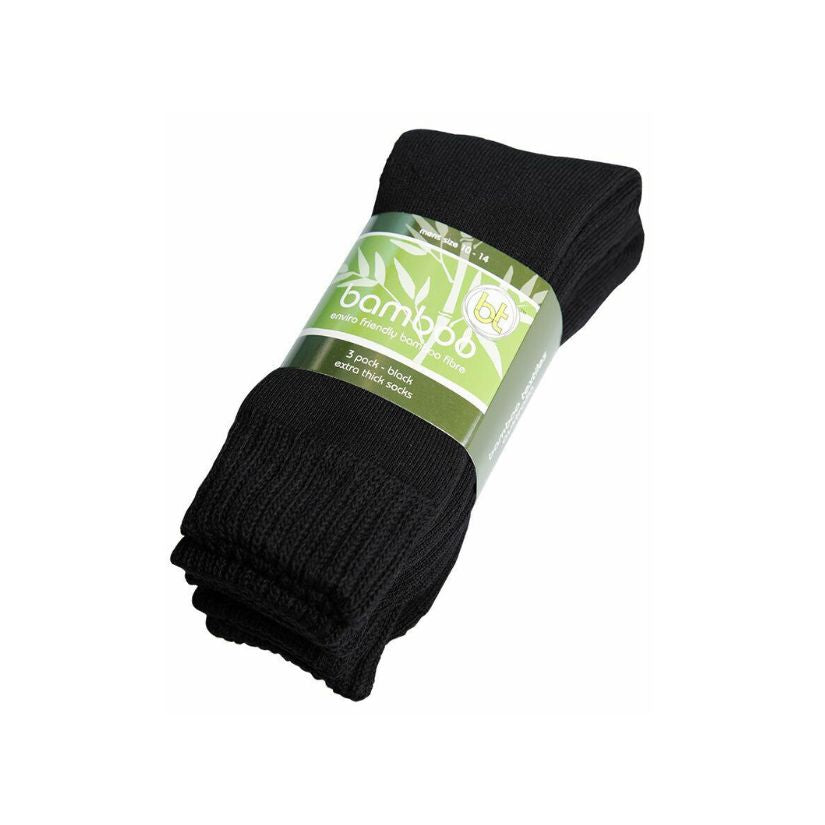 3 Pack Extra Thick Bamboo Socks 6-10 Black Mens Socks by Bamboo Textiles | The Bloke Shop