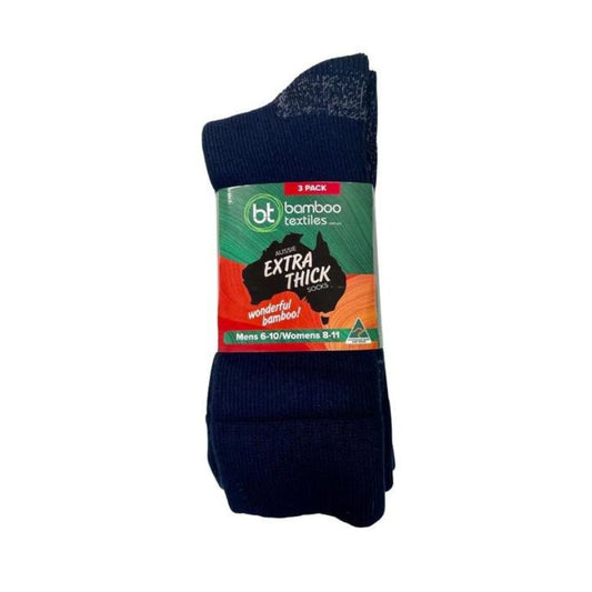 3 Pack Thick Bamboo Socks Australian Made Black Mens Socks by Bamboo Textiles | The Bloke Shop