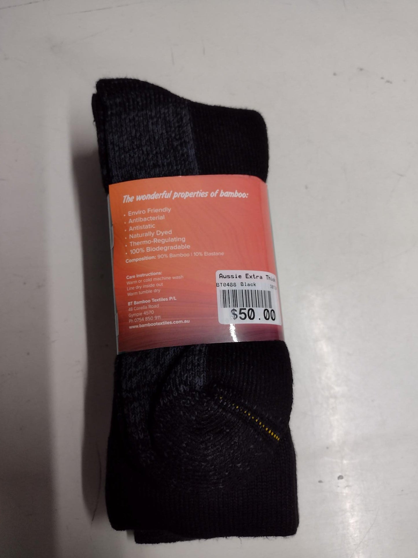 3 Pack Thick Bamboo Socks Australian Made Black Mens Socks by Bamboo Textiles | The Bloke Shop