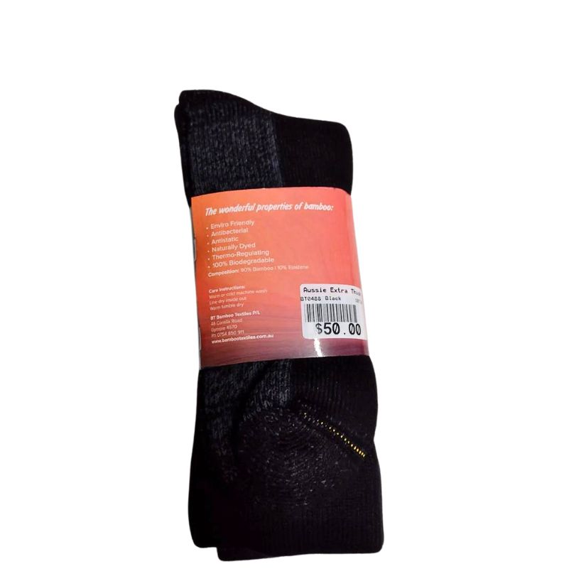 3 Pack Thick Bamboo Socks Australian Made Black Mens Socks by Bamboo Textiles | The Bloke Shop