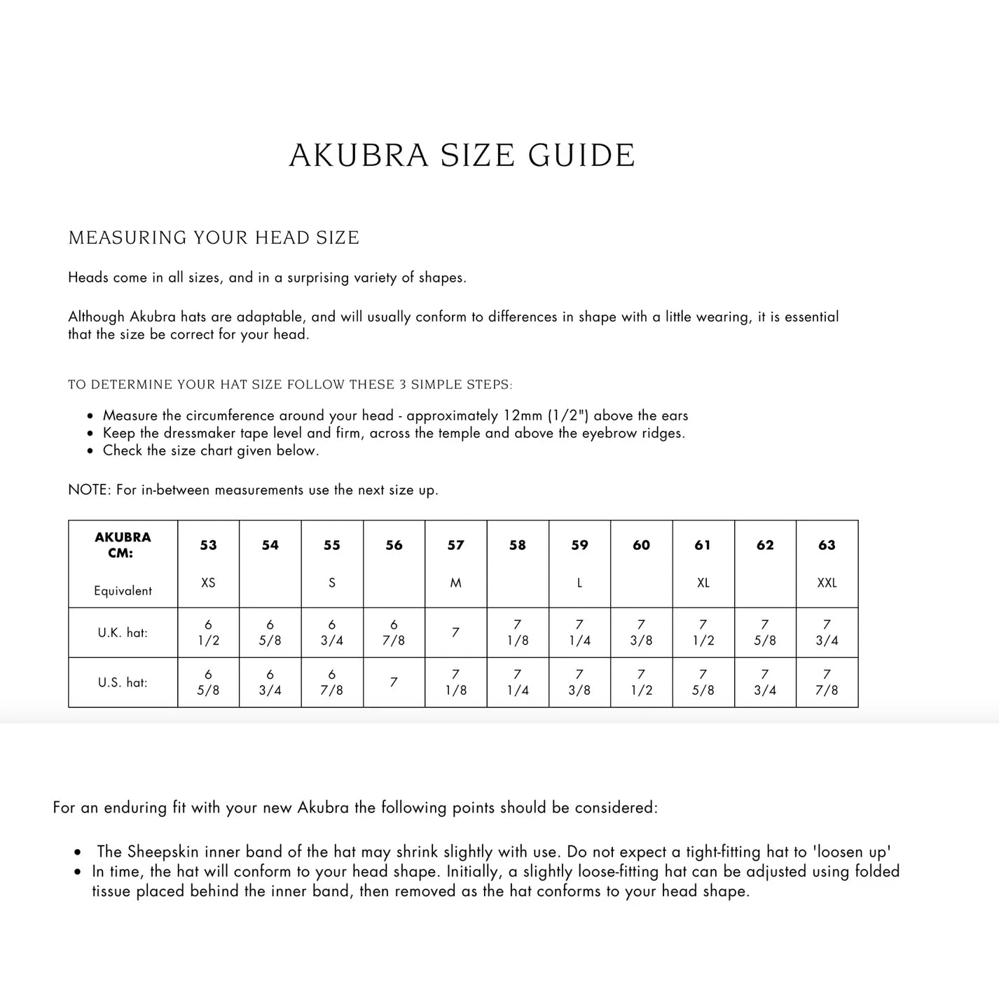 What size Akubra should I buy?