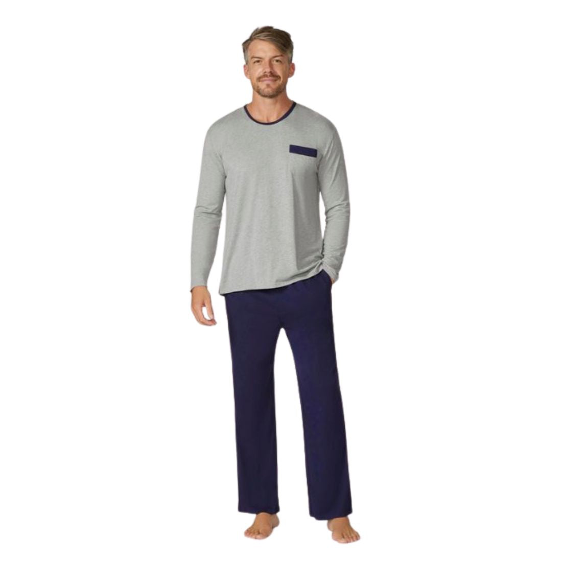 Bamboo Full Length Pyjamas Navy/Grey Mens Sleepwear by Contare | The Bloke Shop