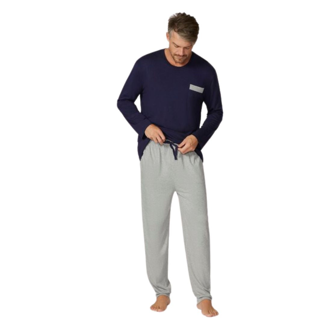 Bamboo Full Length Pyjamas Navy/Grey Mens Sleepwear by Contare | The Bloke Shop