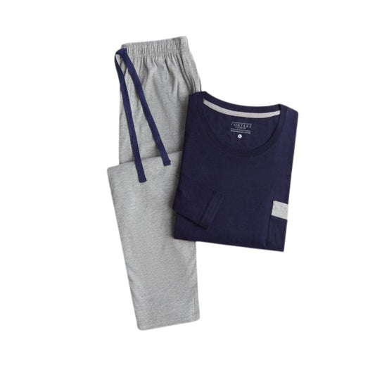Bamboo Full Length Pyjamas Navy/Grey Mens Sleepwear by Contare | The Bloke Shop