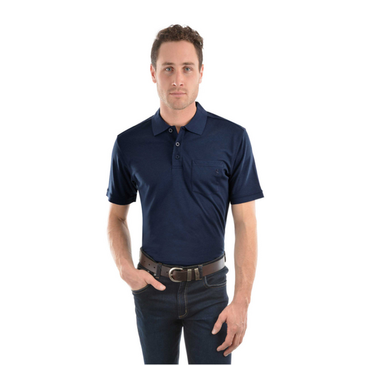 Bamboo S/Slv Polo 3XL Navy Mens Polo by Thomas Cook | The Bloke Shop