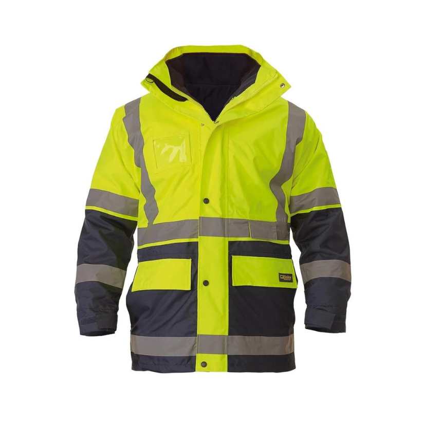 Bisley 5 IN 1 Taped Hi-Vis Jacket 3XL Yellow/Navy Workwear by Bisley | The Bloke Shop