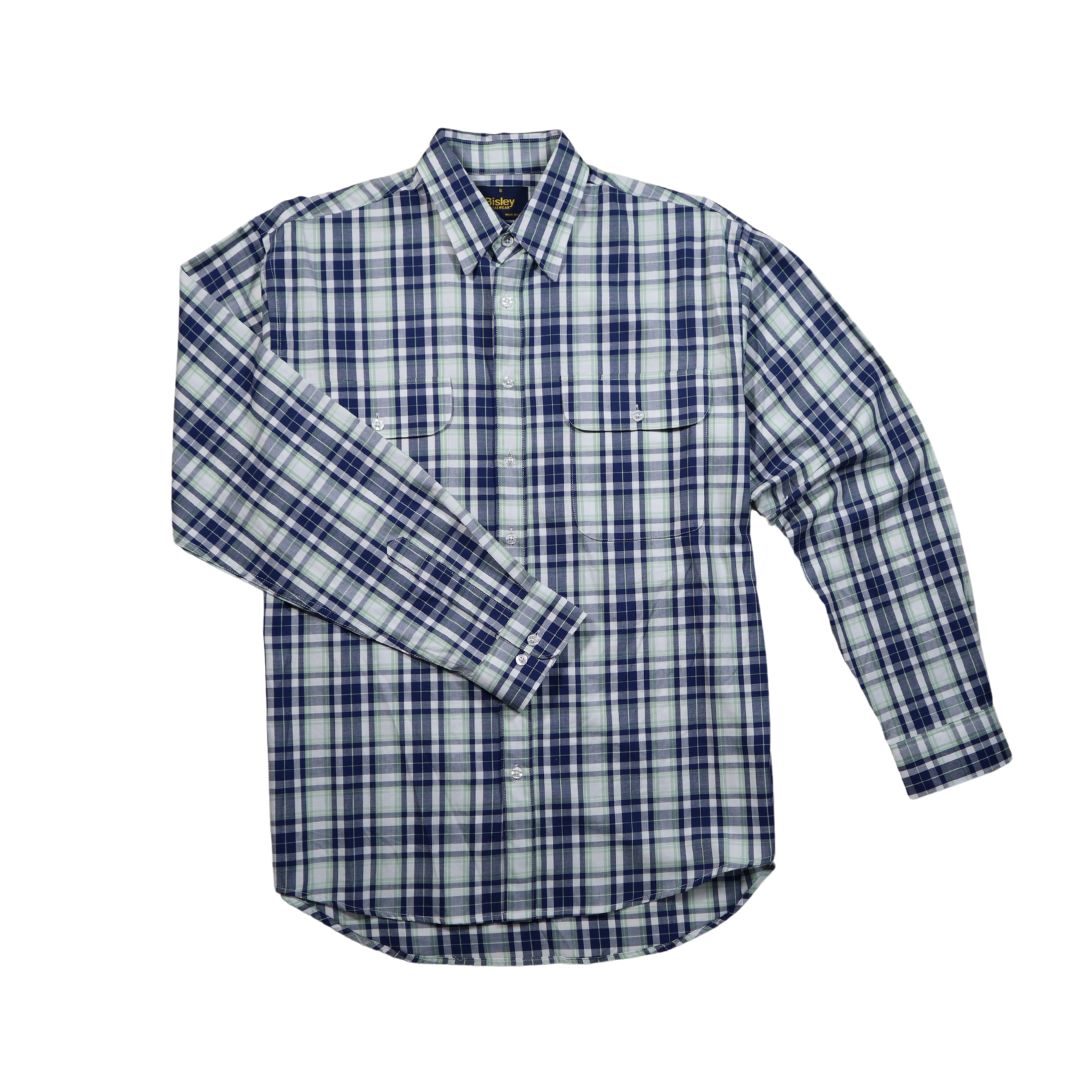 Bisley Shirts Summer Long Sleeve Casual 3XL Navy Mens Shirt by Bisley | The Bloke Shop