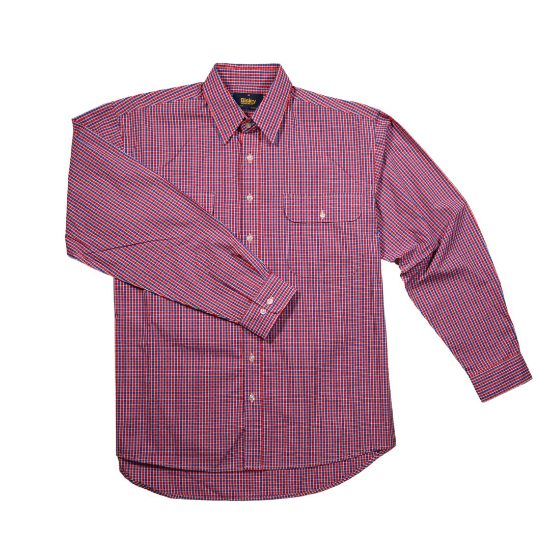 Bisley Shirts Summer Long Sleeve Casual 3XL Red Mens Shirt by Bisley | The Bloke Shop