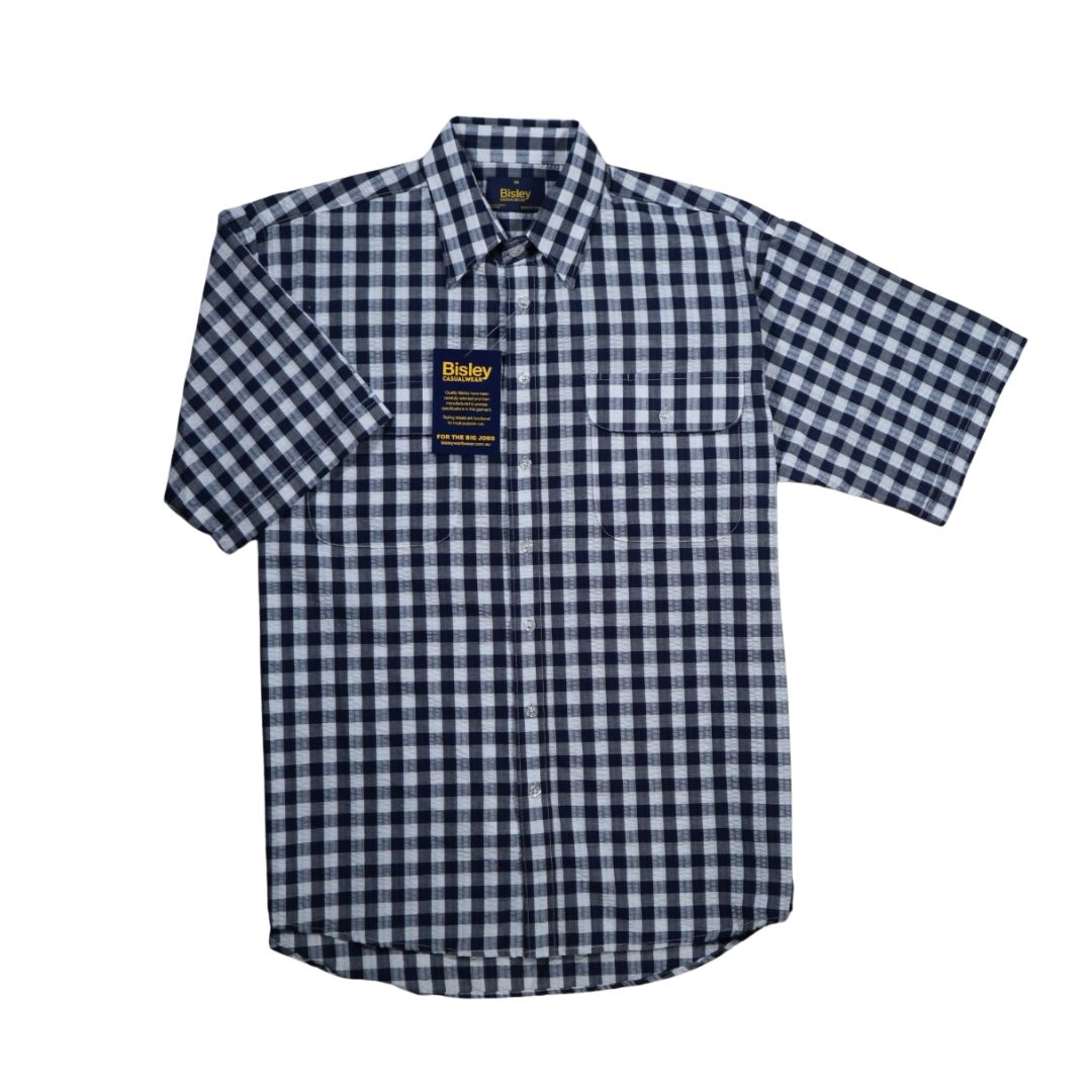 Bisley Shirts Summer Short Sleeve Casual Blue Mens Shirt by Bisley | The Bloke Shop