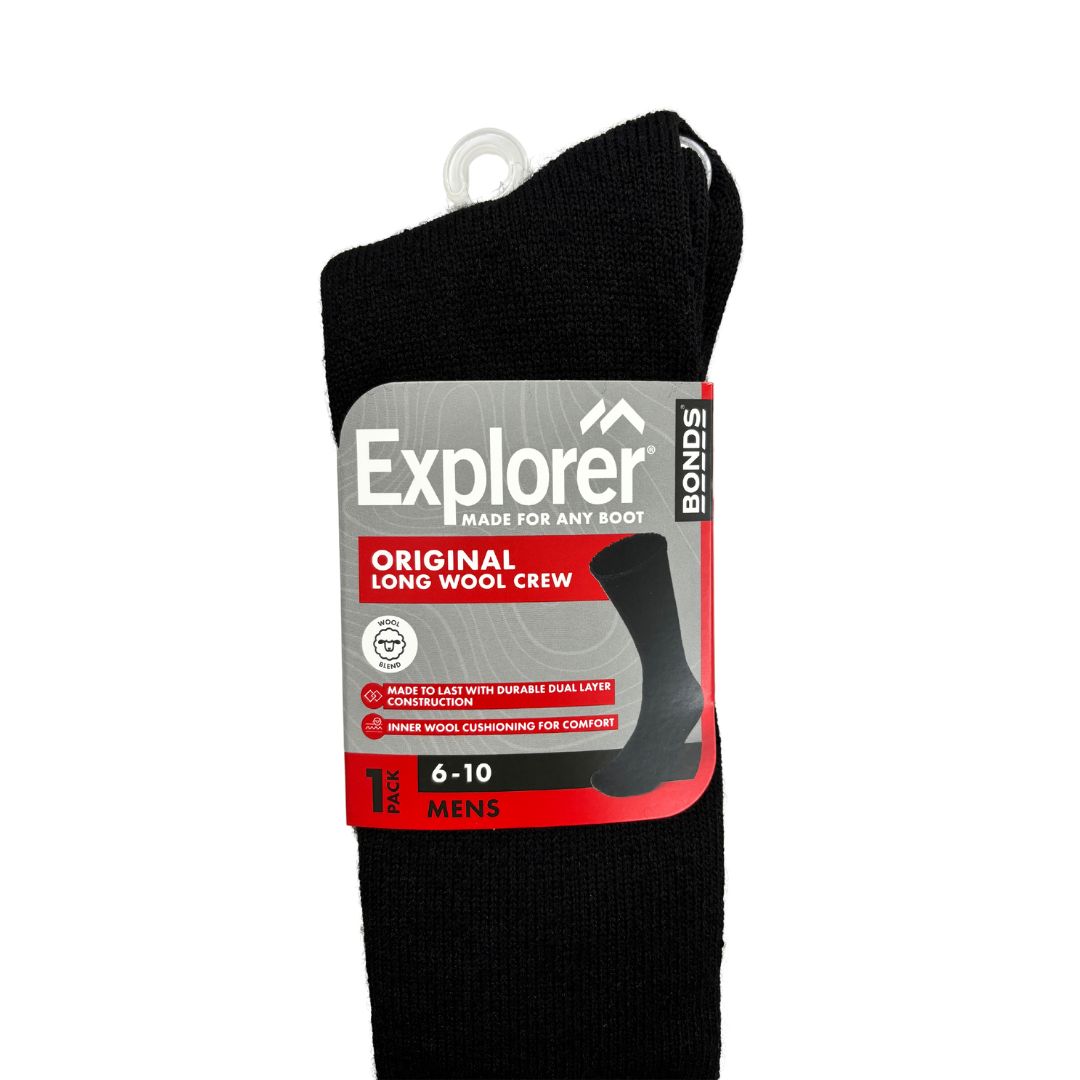 Bonds Explorer Long Wool Socks Black Mens Socks by Bonds | The Bloke Shop