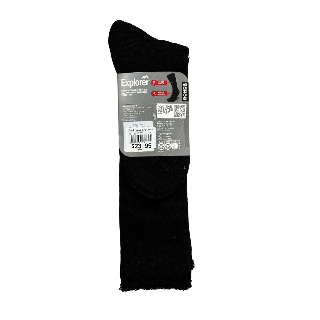 Bonds Explorer Long Wool Socks Black Mens Socks by Bonds | The Bloke Shop