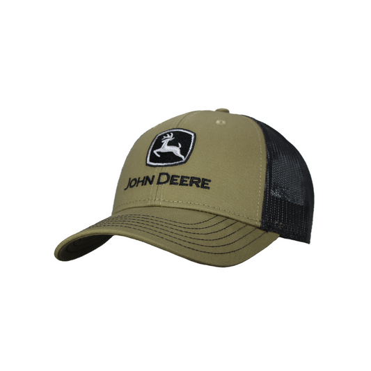 Twill Trucker Mesh Cap OS Olive/Brown Mens Hats by John Deere | The Bloke Shop