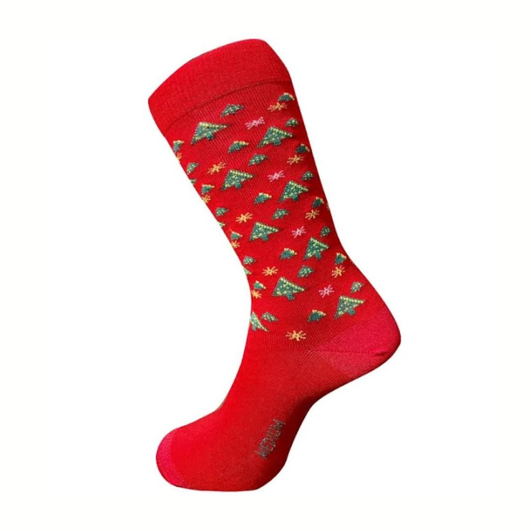 Christmas Patterned Health Sock by Humphrey Law L Red Sock by Humphrey Law Socks | The Bloke Shop