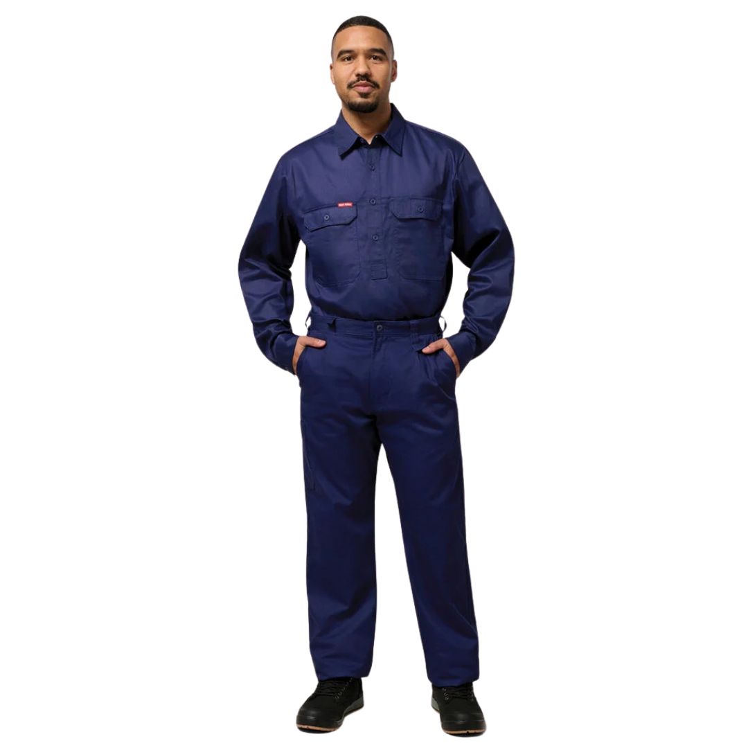 Closed Front Cotton Drill Work Shirt - Long Sleeve Workwear by Yakka Workwear | The Bloke Shop