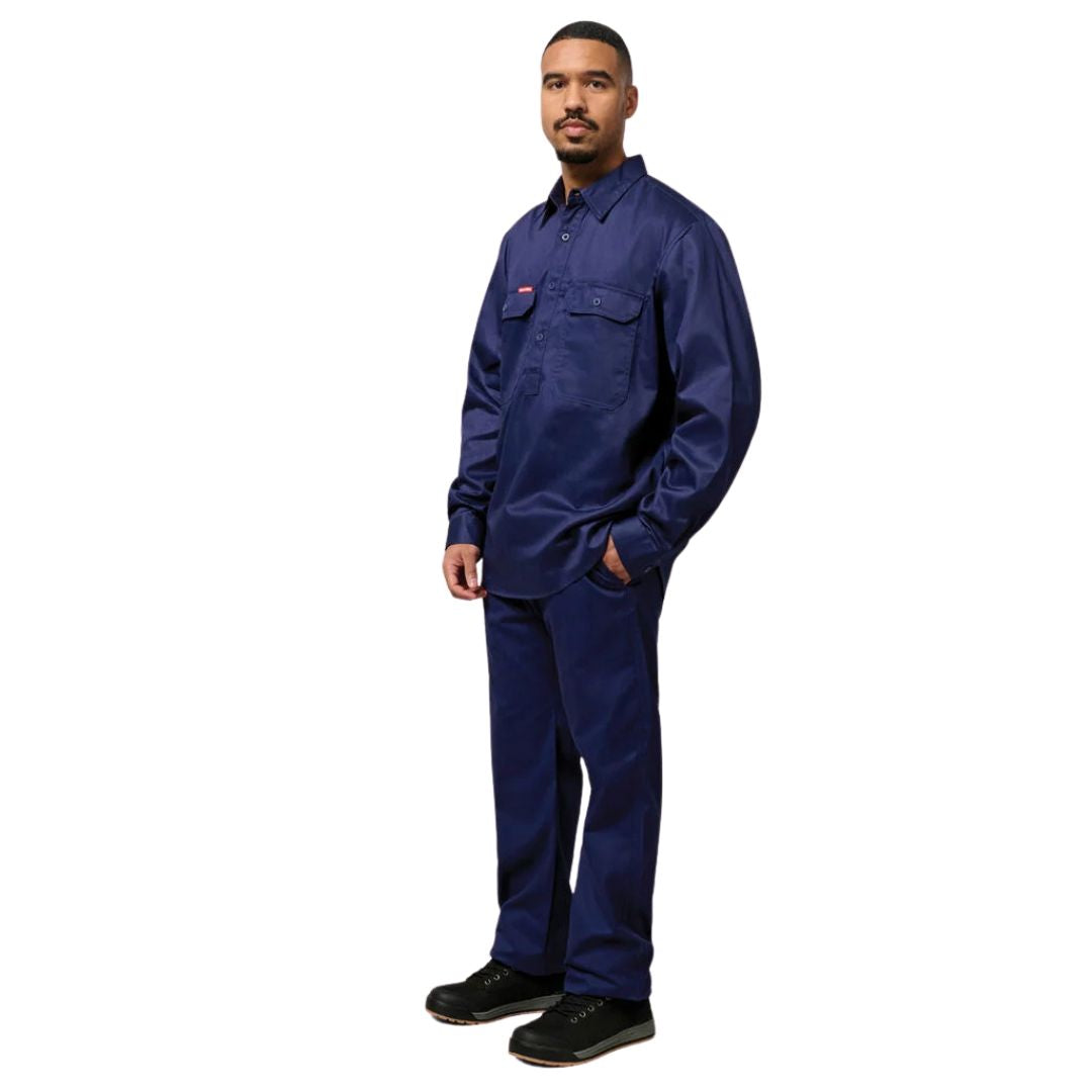 Closed Front Cotton Drill Work Shirt - Long Sleeve Workwear by Yakka Workwear | The Bloke Shop