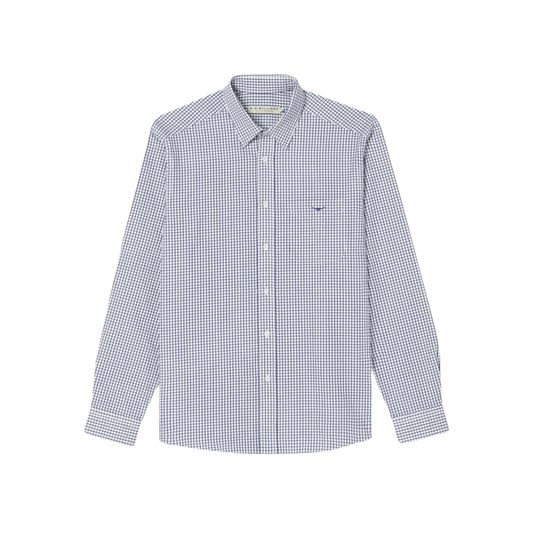 Collins Shirt Classic Fit 3XL Navy/White Shirt LS by RM Williams | The Bloke Shop